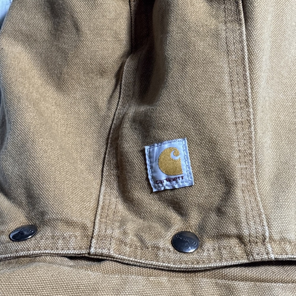 Carhartt Weathered Wildwood Jacket Tan Women's Size Medium Sherpa Lined Hooded - Picture 14 of 16